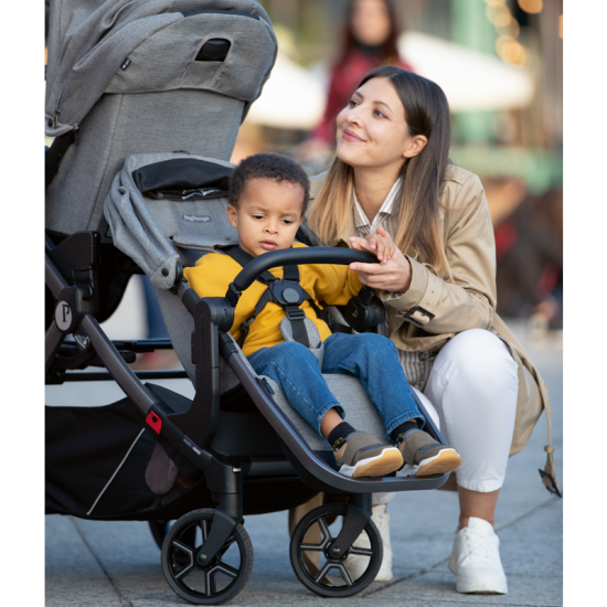 Double stroller with store 1 car seat